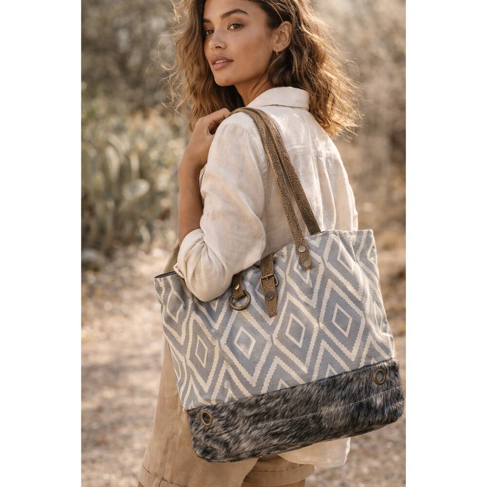 Hair-On Hide Leather Tote • Boho Western Luxe Cowhide Bag